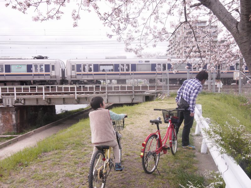 芥川の親子自転車